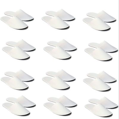 CHOCHILI 12 Pairs Fabric Packed Disposable Hotel Slippers for Airbnb Spa Salon Party Wedding Guests - Fits up to Adult US Men Size 10 & Women Size 11, White
