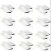 CHOCHILI 12 Pairs Fabric Packed Disposable Hotel Slippers for Airbnb Spa Salon Party Wedding Guests - Fits up to Adult US Men Size 10 & Women Size 11, White view 1