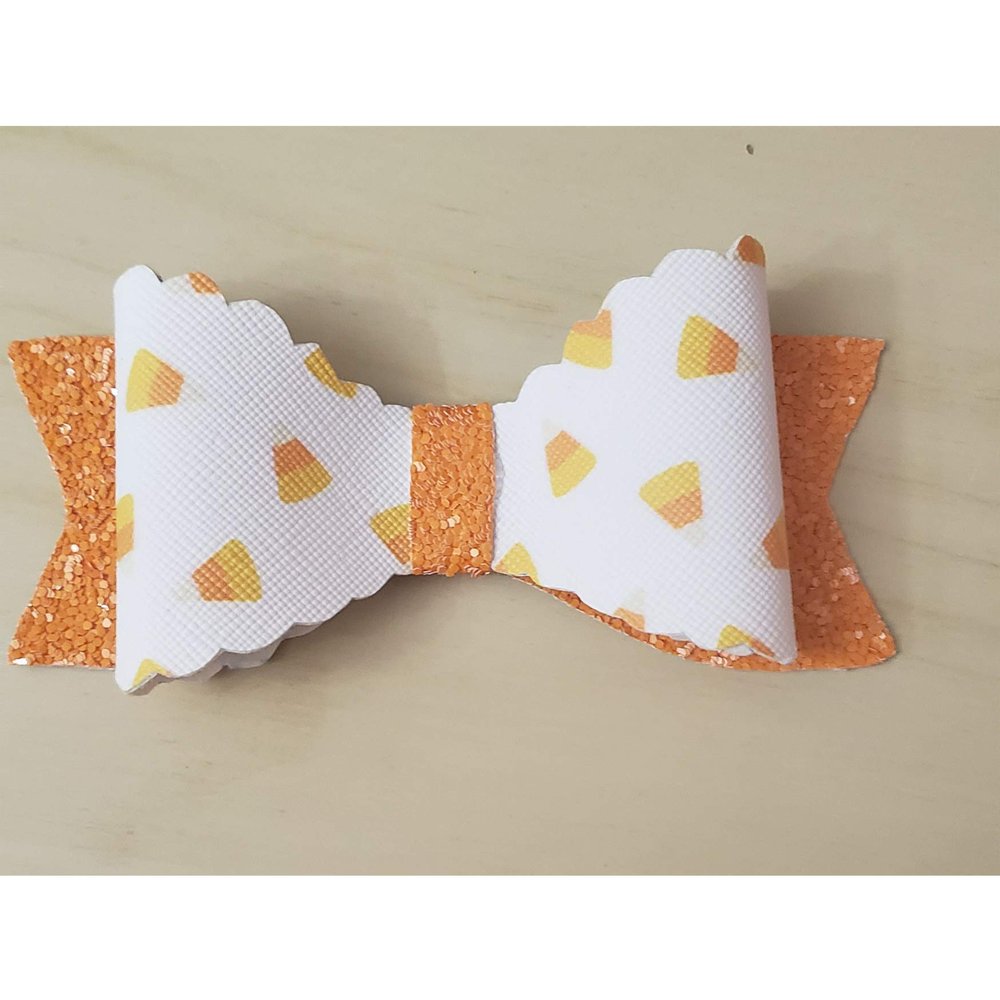 JulzBedazzled Orange Halloween Candy Hair Bow Headband Hairclip Infant Hair Clips Hairband Girls Infant Colors Orange and White Holidays Gift