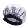 Magik Women Satin Night Sleep Cap Hair Bonnet Hat Silk Head Cover Wide Elastic Band (2 Pack, Gray Flamingo) view 1