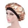 Magik Women Satin Night Sleep Cap Hair Bonnet Hat Silk Head Cover Wide Elastic Band (2 Pack, Beige Flower) view 2