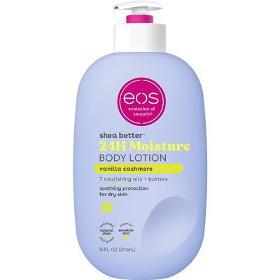 eos Shea Better Body Lotion Vanilla Cashmere, 24-Hour Moisture Skin Care, Lightweight & Non-Greasy, Natural Shea, Vegan, Vanilla Body Lotion, 16 fl oz