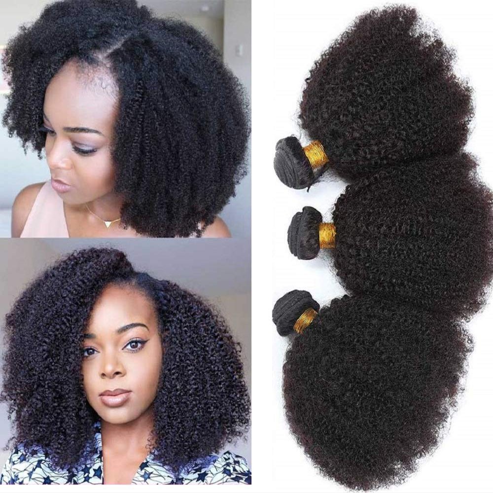 Mongolian Afro Kinky Curly Bundles Human Hair 4B 4C Afro Kinky Human Hair Bundles for Black Women (8 8 8 Inch) 100% Unprocessed Virgin Hair Extensions Afro Curly Weave Bundles Natural Color
