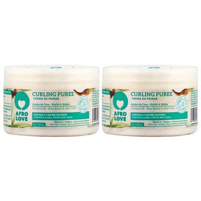 Afro Love Curling Puree 8oz (Pack of 2) Curl Cream for Defining Curls, Twists & Coils  Frizz Control, Hydrating & Moisturizing  Sulfate-Free, Paraben-Free, for Curly & Coily Hair