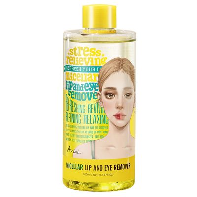 Ariul Stress Relieving Micellar Lip & Eye Remover  Gentle & Effective Makeup Remover, Korean Skin Care with Natural Ingredients, 300ml / 10.14 fl. oz