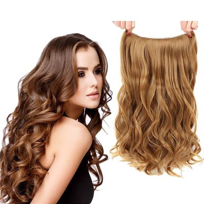RemeeHi Secret Micro Hair Pieces Human Hair Wavy Curly Beauty Fish-line Hair Extension for Women 100g 15 Inch 25cm 8# Chestnut Brown