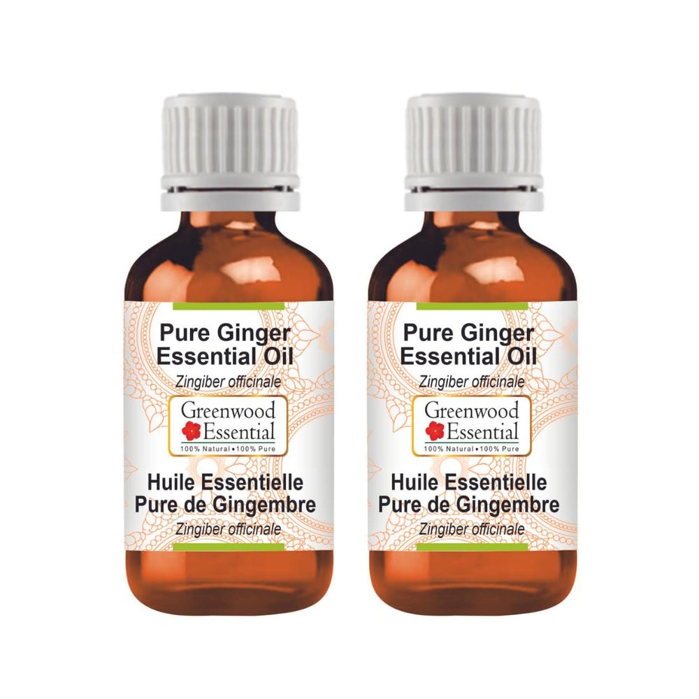 Greenwood Essential Pure Ginger Essential Oil (Zingiber officinale) Steam Distilled (Pack of Two) 100ml X 2 (6.76 oz)