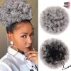 rosmile Afro Puff Drawstring Ponytail Extension for Black Women, Premium Ombre Gray #1BT0906 80 Gram Short Synthetic Afro Puff Ponytail for Natural Hair, Clip On Kinky Drawstring Curly Ponytail Bun view 1