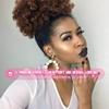rosmile Afro Puff Drawstring Ponytail Extension for Black Women, Premium Medium Brown #4 80 Gram Short Synthetic Afro Puff Ponytail for Natural Hair, Clip On Kinky Drawstring Curly Ponytail Bun view 2