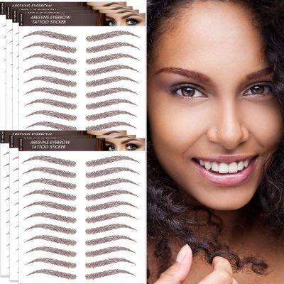 Aresvns 4D Eyebrow Tattoo Sticker - 77 Pairs, Reddish Brown (Chocolate Color), Suitable Sizes, Waterproof and Long-Lasting 3-5 Days