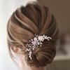 Easedaily Crystal Bridal Hair Comb Silver Rhinetsone Wedding Hair Pieces Pearl Headpieces Side Combs Hair Accessories for Women and Brides view 1