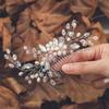 Easedaily Crystal Bridal Hair Comb Silver Rhinetsone Wedding Hair Pieces Pearl Headpieces Side Combs Hair Accessories for Women and Brides view 2