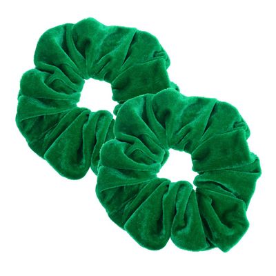 2 Pcs Green Color Large Velvet Scrunchies for Women Hair Ties