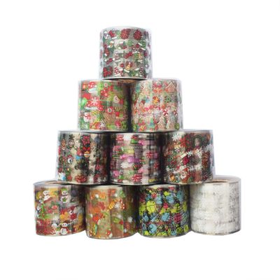 10 Roll Christmas Stickers Nail Foil Set Snowflake Santa Elk Cartoon Transfer Foils Slider Adhesive Decals Manicure Supplies Tool Nail DIY