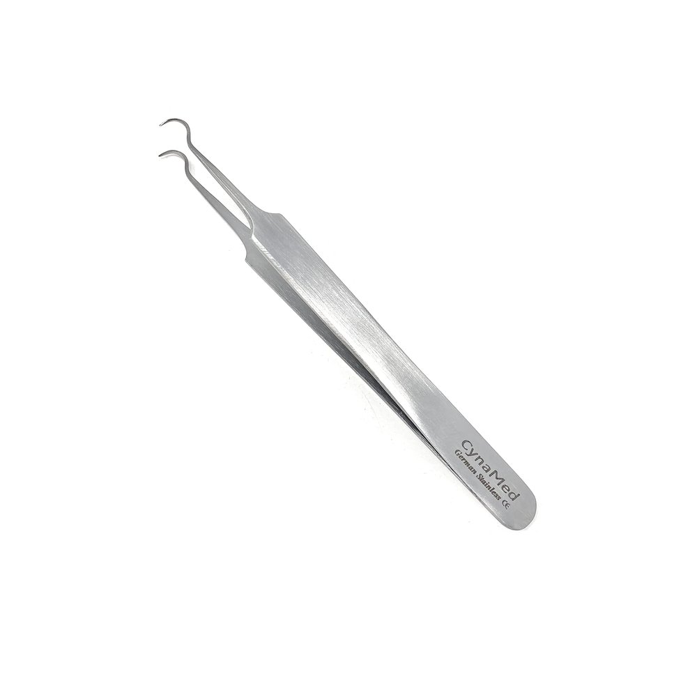 Blackhead Tweezer - Professional Curved Steel Tip Surgical Comedone & Splinter Extractor. Ideal Blemish & Acne Remover Tool Means Flawless Facial Skin (Stainless Steel)