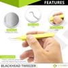 Blackhead Tweezer - Professional Curved Steel Tip Surgical Comedone & Splinter Extractor. Ideal Blemish & Acne Remover Tool Means Flawless Facial Skin (Yellow) view 2