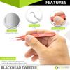 Blackhead Tweezer - Professional Curved Steel Tip Surgical Comedone & Splinter Extractor. Ideal Blemish & Acne Remover Tool Means Flawless Facial Skin (Red) view 2