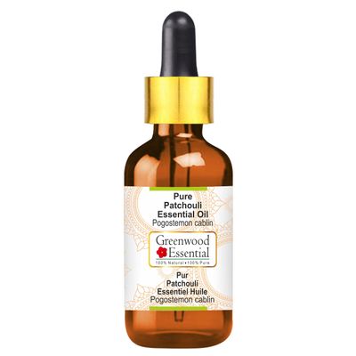 Greenwood Essential Patchouli Essential Oil (Pogostemon cablin) with Glass Dropper | Pure | Non-Sticky | Non-Greasy | Lightweight | Men & Women | All Skin Types | Steam Distilled 10ml (0.33 oz)