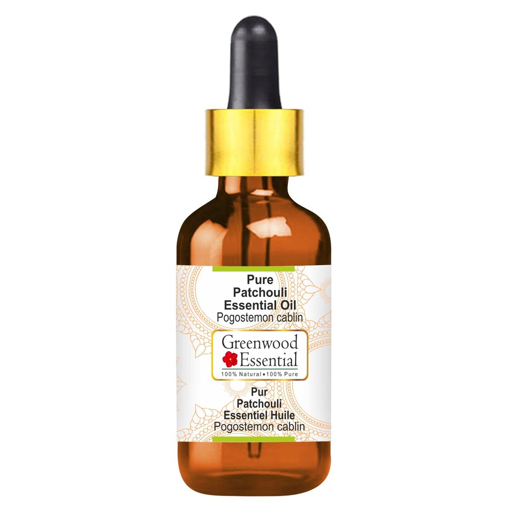 Greenwood Essential Patchouli Essential Oil (Pogostemon cablin) with Glass Dropper | Pure | Non-Sticky | Non-Greasy | Lightweight | Men & Women | All Skin Types | Steam Distilled 10ml (0.33 oz)