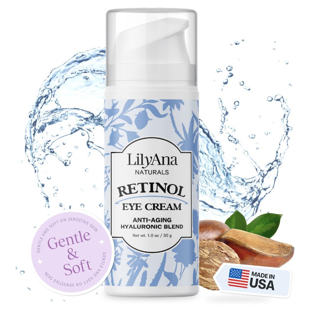 LilyAna Naturals Eye Cream - Eye Cream for Dark Circles and Puffiness, Under Eye Cream, Anti Aging Eye Cream Reduce Fine Lines and Wrinkles (1.0 Ounce, Retinol)