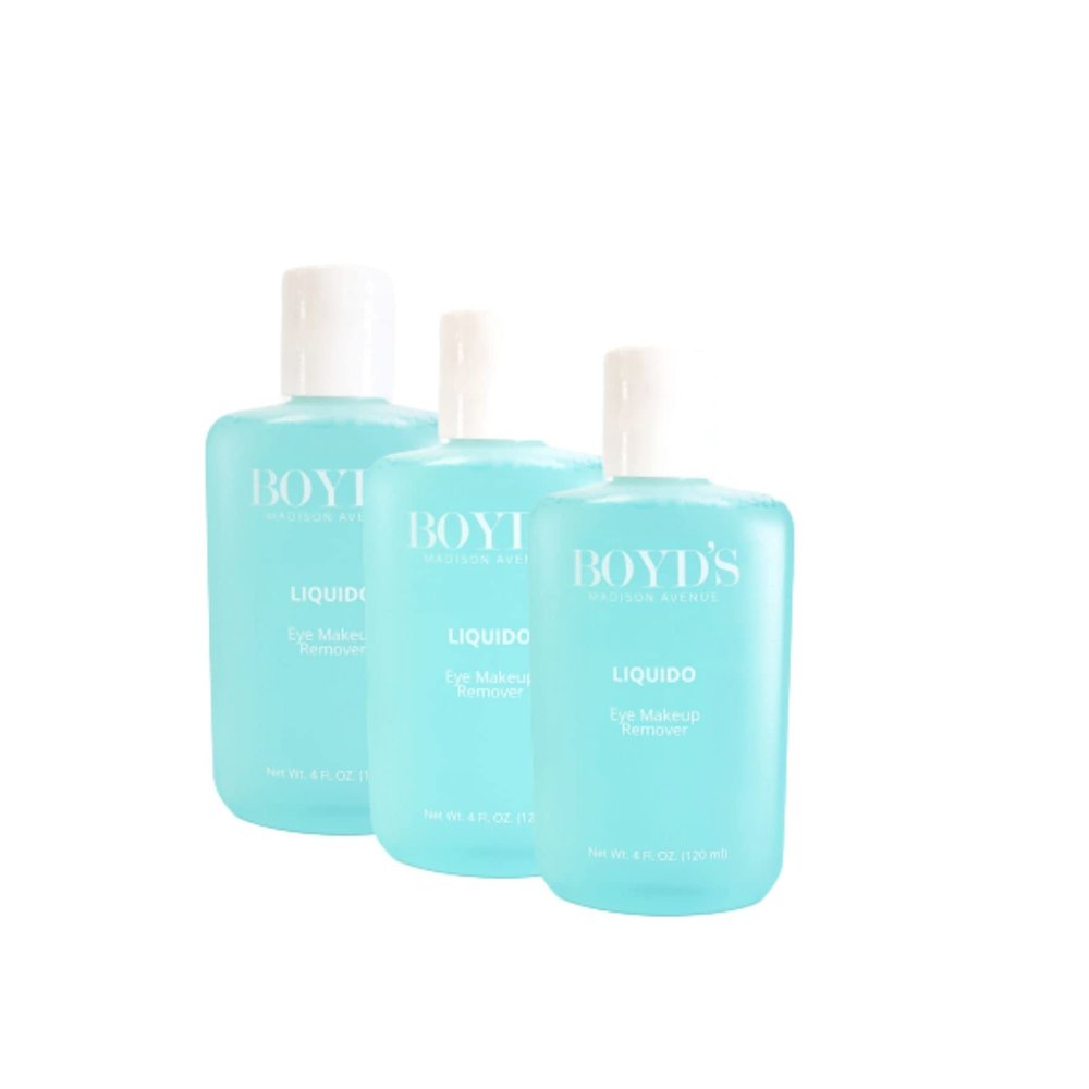 Boyds Liquido Eye Makeup Remover - Waterproof Mascara Remover | Non-Oily Gentle Formula for Sensitive Eyes | Soothes, Cleanses, Hydrates | Ophthalmologist-Tested | 4 fl oz - 3 Pack