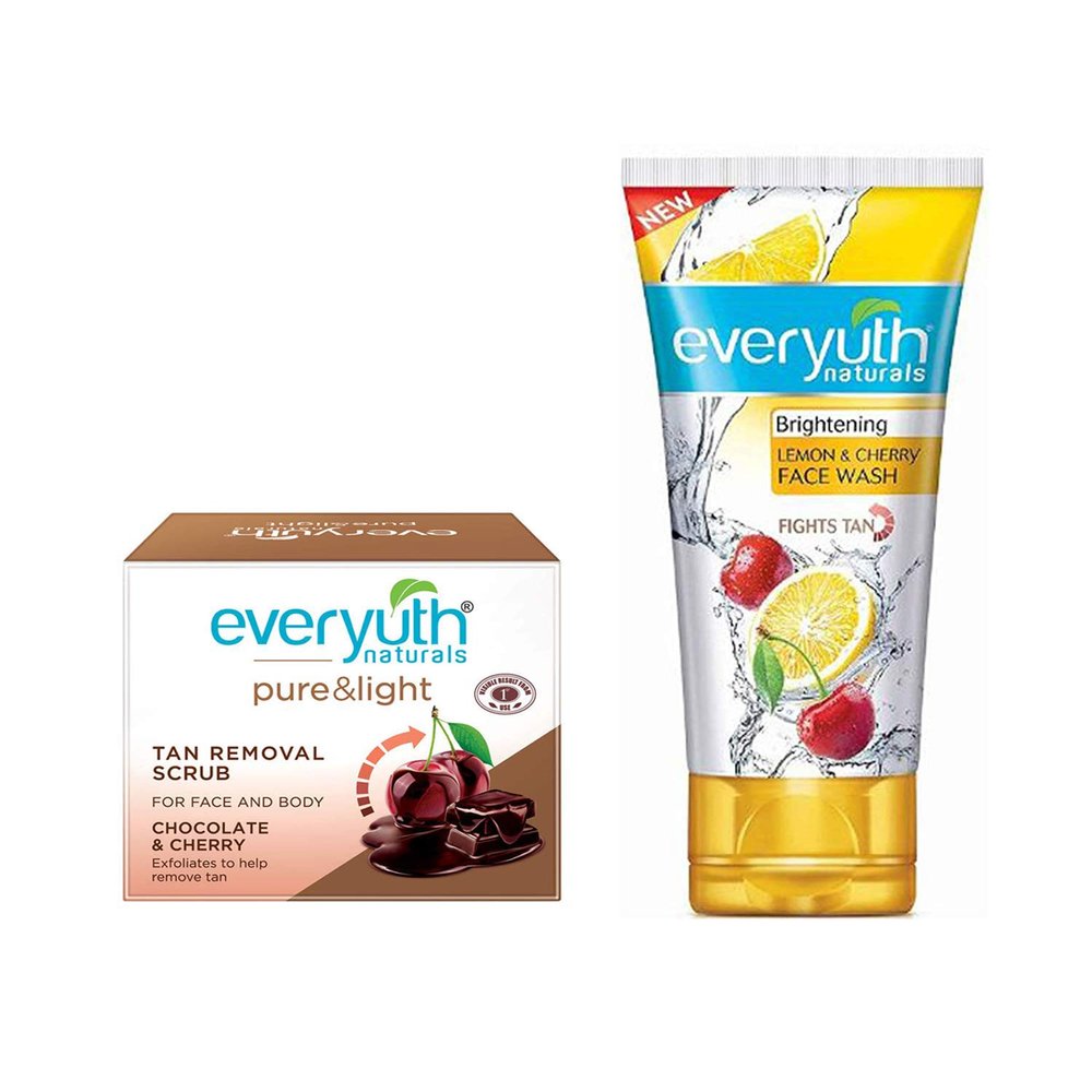 Everyuth Choccolate&Cherry Scrub 50gm and Lemon & Cherry, Face Wash Combo Pack, 50gm, Combo Pack