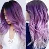 Wiwige Long Curly Wavy Ombre Purple Wigs for Women Synthetic Natural Middle Part Daily Party Halloween Cosplay Wig with Wig Cap 21" view 2