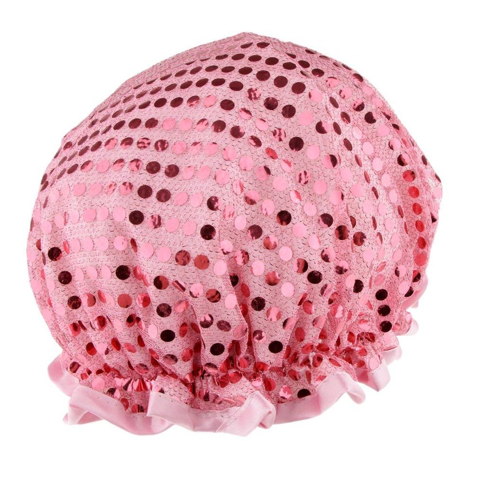 Inzopo Comfort Elastic Bathing Hair Cap, Women Spa Salon Hat,Bath Shower Cap - Waterproof & Oil Proof - Pink, as described, No Metal