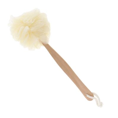 Inzopo 14.2 inch Wooden Handle Bath Body Sponges Back Lower Legs Bath Shower Scrub Puff Scrunchie Soft Mesh Net - White, 36 x 13 cm