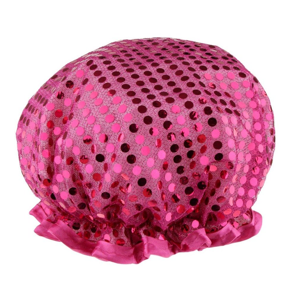 Inzopo Comfort Elastic Bathing Hair Cap, Women Spa Salon Hat,Bath Shower Cap - Waterproof & Oil Proof - Purple, as described, No Metal