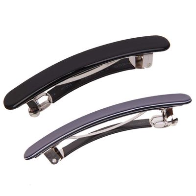 Inzopo 2 Pieces Royal Blue Black Elegant Lady Girl Acrylic Hair Clip Barrette Ponytail Hairpin Accessory, No Metal
