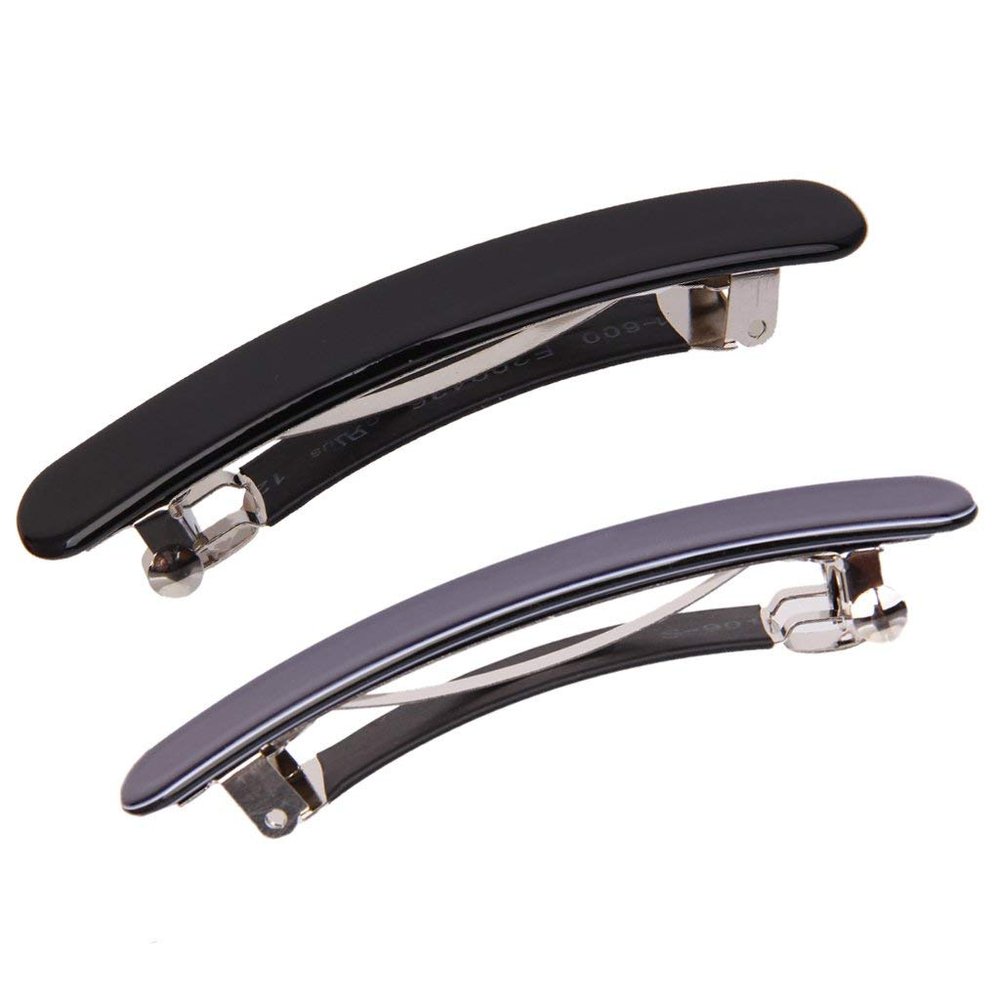 Inzopo 2 Pieces Royal Blue Black Elegant Lady Girl Acrylic Hair Clip Barrette Ponytail Hairpin Accessory, No Metal