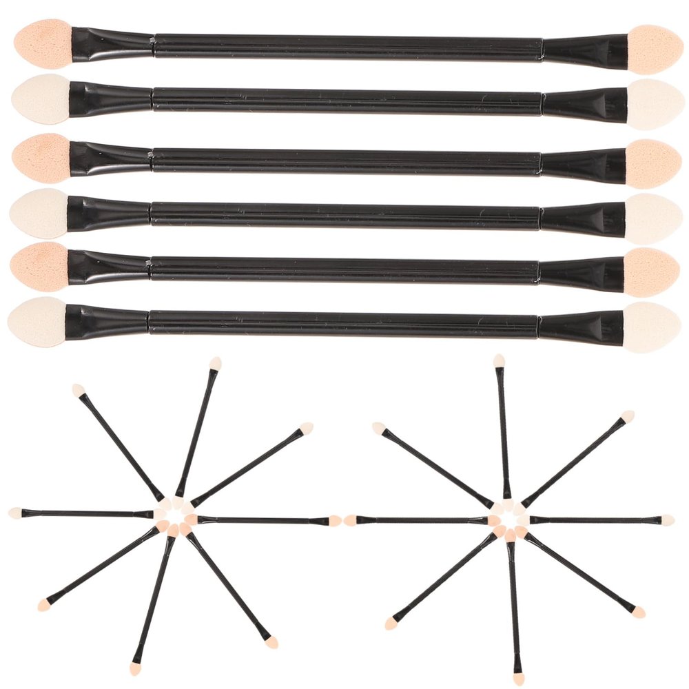 30pcs Disposable Eye Shadow Stick Eyeshadow Sponge Brush Cosmetic Tool Double-ended Makeup Brush Long Handle Eyeshadow Eye Shadow Applicator Women