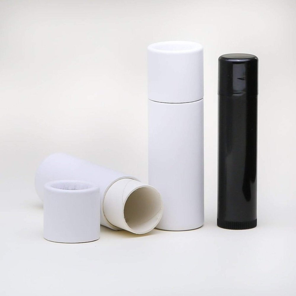 1/3 OZ White Kraft Paperboard Lip Balm/Salve/Cosmetic/Lotion Tubes x1000