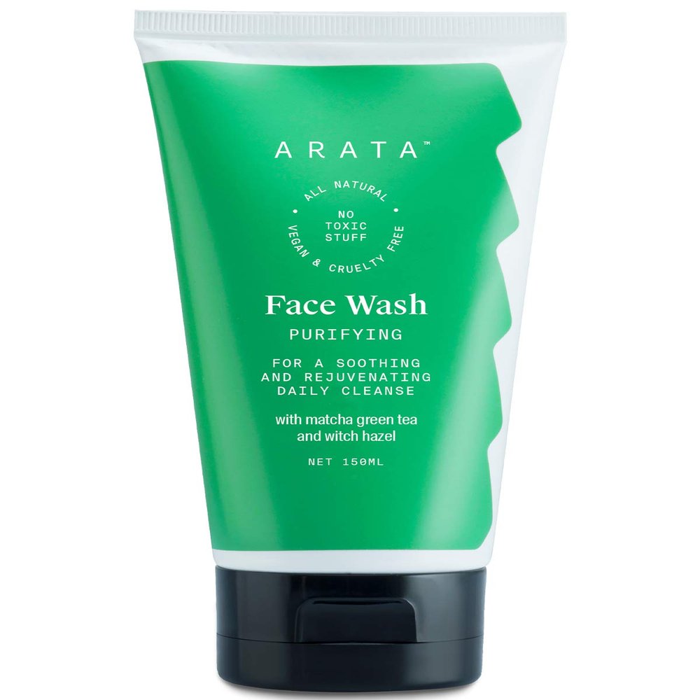 Arata Purifying Face Wash For Women & Men | All-Natural, Vegan & Cruelty-Free | Soothing Daily Cleanse With Ayurvedic Extracts Of Matcha Green Tea, Aloe Vera & Witch Hazel - 5 Fl Oz