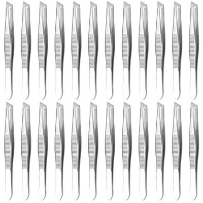 24 Pcs Mini Tweezers Bulk Pack  3.5" Stainless Steel Bulk Tweezers First Aid with Heart Clamps, Designed for Effortless Eyebrow Plucking  Compact Size, Designed for Home & Professional Use