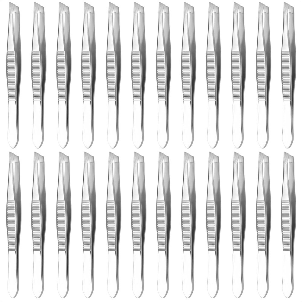 24 Pcs Mini Tweezers Bulk Pack  3.5" Stainless Steel Bulk Tweezers First Aid with Heart Clamps, Designed for Effortless Eyebrow Plucking  Compact Size, Designed for Home & Professional Use