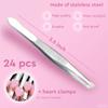 24 Pcs Mini Tweezers Bulk Pack  3.5" Stainless Steel Bulk Tweezers First Aid with Heart Clamps, Designed for Effortless Eyebrow Plucking  Compact Size, Designed for Home & Professional Use view 2