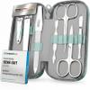 Manicure Set Solingen Made in Germany - 7 Piece Exclusive Finger & Toe Nail Clippers Kit for Women and Men in Real Leather Case, Color Mint view 1