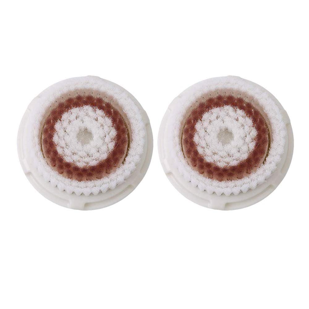 Replacement Facial Cleansing Brush Head, Facial Cleansing Brush Head, Whitening Facial Brush Heads, for Acne Prone, Clogged, Enlarged Pore, Deep Pore Radiance Skins (2Pack/Brown)