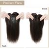 100% Real Human Hair Top Hairpieces for Womem with Bangs 150% Density Natural Mono Base Crown Topper Clip in on Hair Piece Straight Middle Part for Hair Loss Thinning Hair 14 Inch 1B# Natural Black view 2