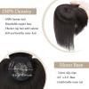 100% Real Human Hair Top Hairpieces for Womem with Bangs 150% Density Natural Mono Base Crown Topper Clip in on Hair Piece Straight Middle Part for Hair Loss Thinning Hair 14 Inch 1B# Natural Black view 4
