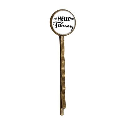 Hello February Quote Handwrite Retro Metal Hair Bobby Pin Headwear