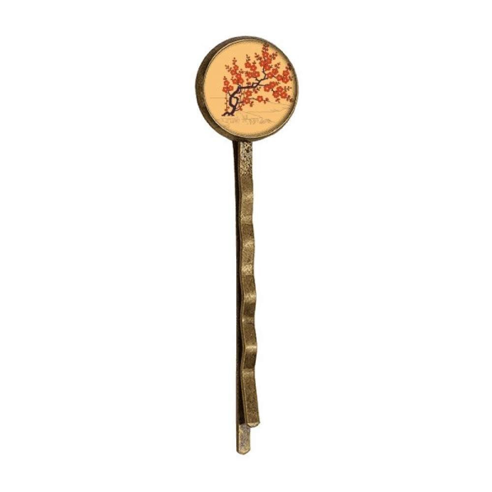 Painting Japanese Culture Red Flower Retro Metal Hair Bobby Pin Headwear