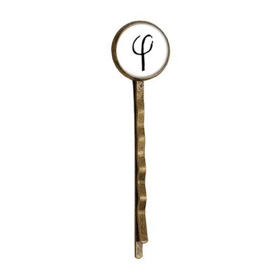 Greek Alphabet Phi Black silhouette Retro Metal Hair Bobby Pin Headwear