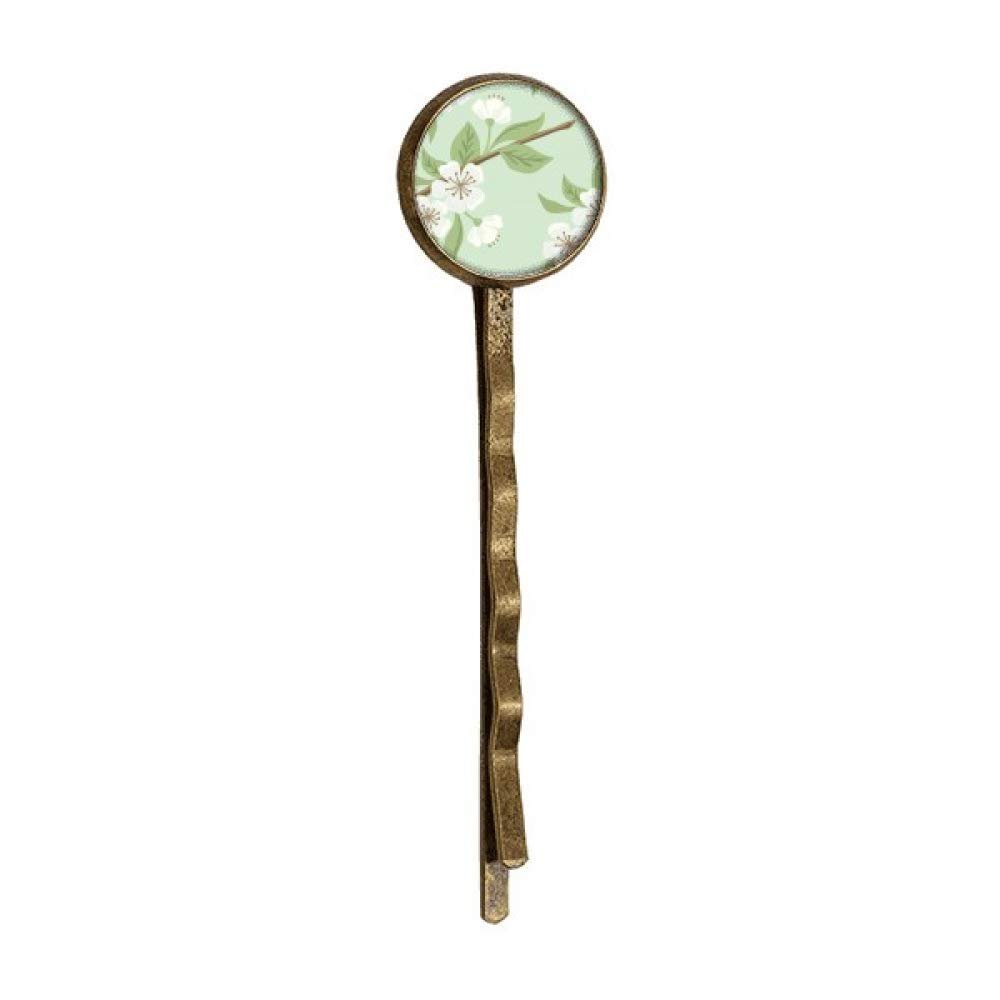 White Peach Flower Drawing Plant Retro Metal Hair Bobby Pin Headwear