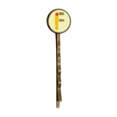 F Alphabet Flower Cute Pattern Retro Metal Hair Bobby Pin Headwear