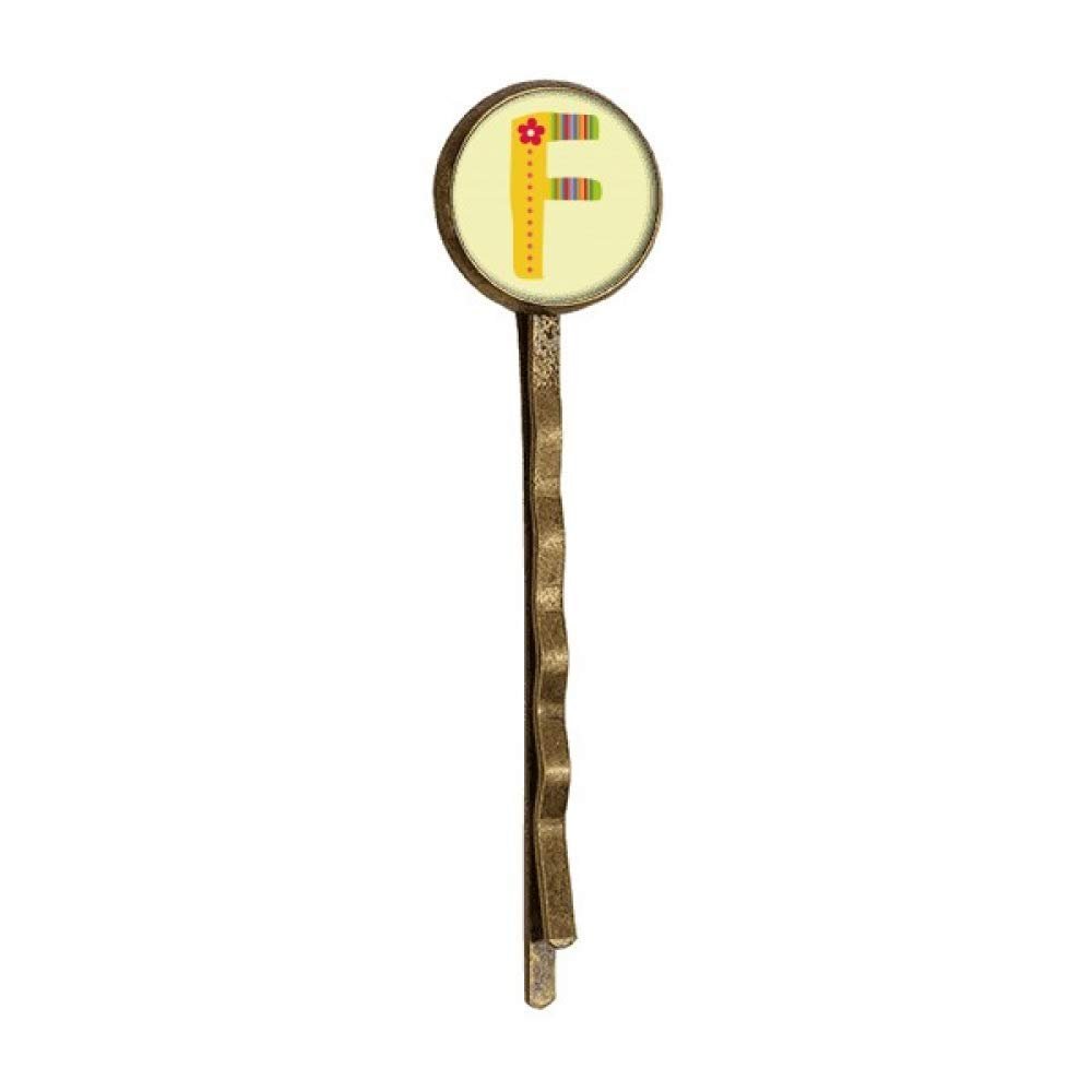 F Alphabet Flower Cute Pattern Retro Metal Hair Bobby Pin Headwear