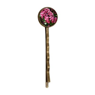 Pink Flowers Beautiful Green Leaves Retro Metal Hair Bobby Pin Headwear