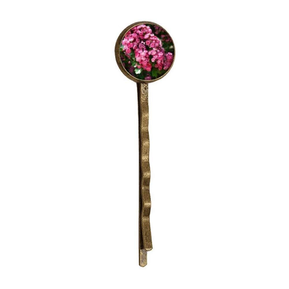 Pink Flowers Beautiful Green Leaves Retro Metal Hair Bobby Pin Headwear